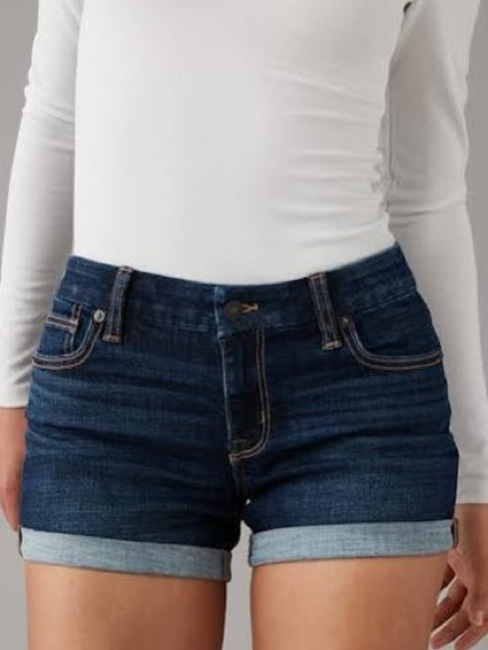 Abercrombie & Fitch Dark Blue Rolled-Hem Denim Shorts Sz 29